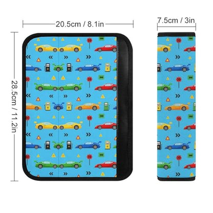 2PCS Breathable Seat Belt Cover for Adults and Children, Most Cars, Cartoon Cars Shoulder Harness Cover, Shock Absorption - color: Pattern 403