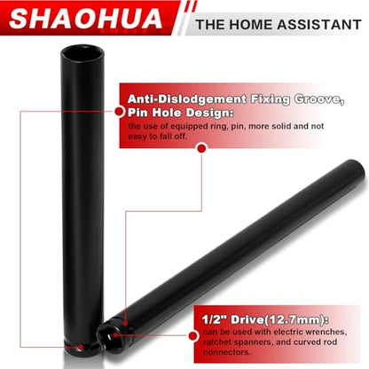 9/16"(14mm) Nut Driver 12" and 3/4"(19mm) 8" Deep Nut Runner Hollow Socket w/ 1/4" Hex Shank, 1/2" Drive Socket for Ceiling Long Threaded Rod Bolts/Ductwork, 2 Length for Overhead Fastening - size: D. 9/16(14mm) 12" and 3/4(19mm) 8"