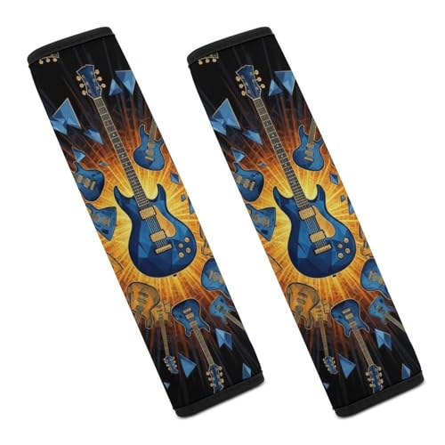 2 Pack Music Guitar Art Car Seat Belt Pad Soft Padded Harness Pads Strap for Child, Car Seats Pushchair Strollers High Chair Pushchair, Anti-Slip Pad - color: Pattern 894