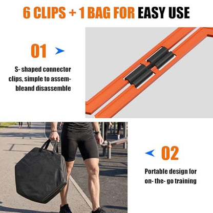 6 PCS Hex Agility Rings, Speed Rings for Agility Footwork Training | Premium Hexagon Rings, with Carry Bag, Portable Agility Hurdles Ladder