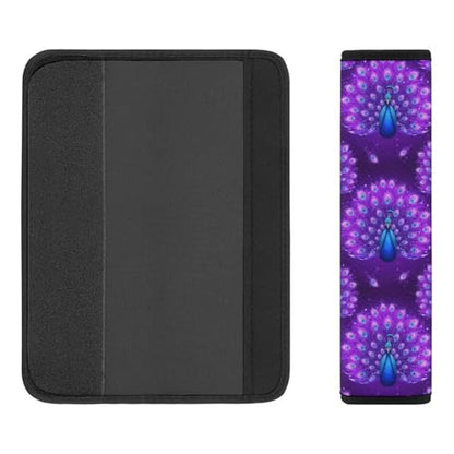 2PCS Universal Fit Car Seat Belt Pad for Kids, Most Cars, Glowing Peacock Sparkle Feathers Purple Seat Belt Cushion, Shock Absorption - color: Pattern 148