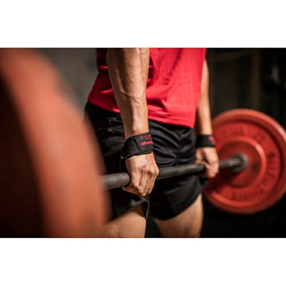 Harbinger Padded Cotton Lifting Straps with NeoTek Cushioned Wrist, 21.5 Inch Length, 1.5 Inch Width, Pair, Weightlifting Wrist Straps for Deadlifts and Strength Training - color: Black