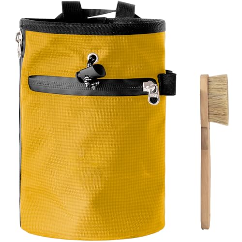 Rock Climbing Chalk Bag with Brush & Zippers Pockets Adjustable Bouldering Chalk Bag Bucket for Gym Climbing Gymnastic - color: Better color