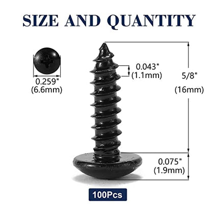 #4 x 5/8" Wood Screw 100Pcs Truss Head Phillips 18-8 (304) Stainless Steel Fast Self Tapping Screws Black Oxide by SG TZH - size: #4 x 5/8"