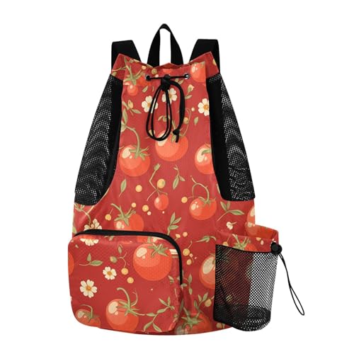 GuoChe Drawstring Backpacks Gym Swim Bag With Inside Pockets Pull String Bag Waterproof Cartoon Red Tomato - color: Cartoon Red Tomato