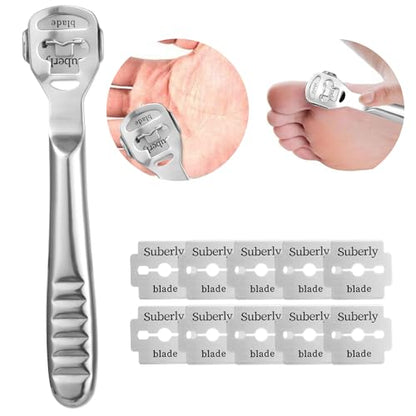 MIUKAA Callus Shaver Kit with 10 Blades, Callus Remover for Feet & Hands, Professional Dead Skin and Corn Removal Tool, Heel Scraper for Cracked Heels - Pedicure Tools for Smooth Feet