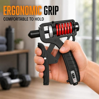 Hand Grip Strengthener Adjustable 5-165kg Grip Strength Trainer with Steel Spring Finger Exerciser for Men and Women - color: Black