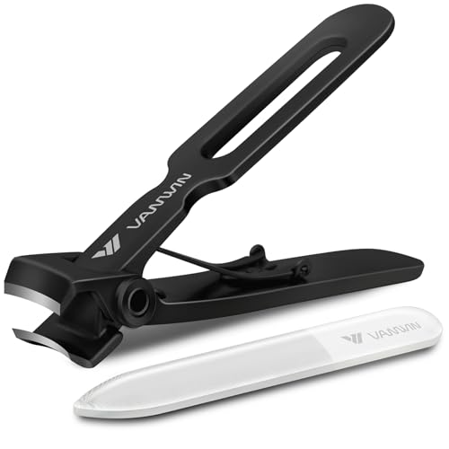 Nail Clippers for Thick Nails, 16mm Wide Jaw Opening Oversized Toenail Clippers Cutter with Sharp Curved Blade and Nail File, Heavy Duty Stainless Steel Fingernail Clippers for Seniors Elderly - color: Black