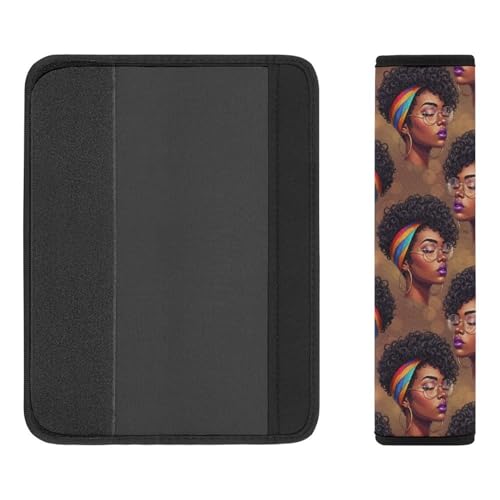 2 Pack African American Black Afro Woman Seat Belt Cover Universal Fit Seat Belt Cushion for Kids, Stroller Pushchair High Chair, Neck and Shoulder Support - color: Pattern 341