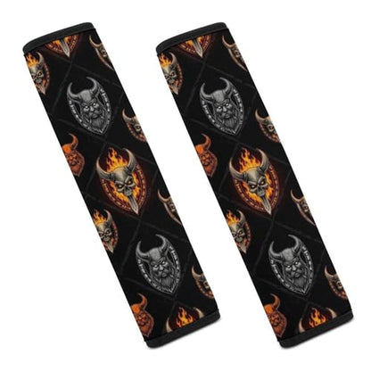 1 Pair Medieval Vikings Samurai Warrior Skull Norse Mythology Viking Seat Belt Shoulder Pad Soft Padded Seat Belt Cushion for Adult Use, Stroller Pushchair High Chair, Pressure Relief - color: Pattern 828