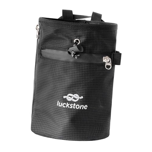 SM SunniMix Climbing Chalk Bag Drawstring Pouch Weightlifting Rock Bouldering Adjustable Waist Belt Oxford Cloth Waterproof Zipper Pocket Suitable for Gymnastics - color: Black