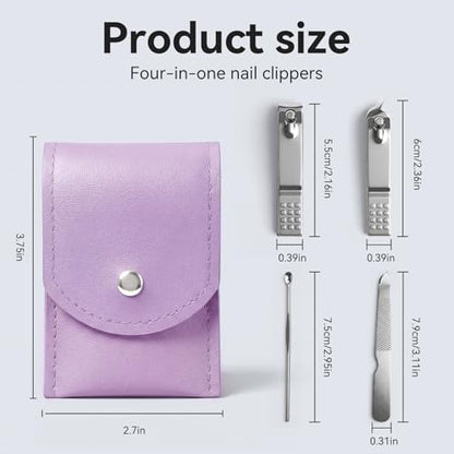20-Piece Complete Nail Care Kit, Professional Manicure Set with Stainless Steel Tools for Home Use, Travel & Gifts | Portable Nail Clipper Kit in Purple Case(Purple) - color: Purple
