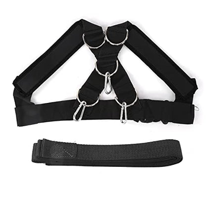 Weight Bearing Shoulder Strap, Nylon Resistances Strength Training Shoulder Bands Pulling Sled Harness Vest Bands with Pulling Strap for Football Workout - color: Black