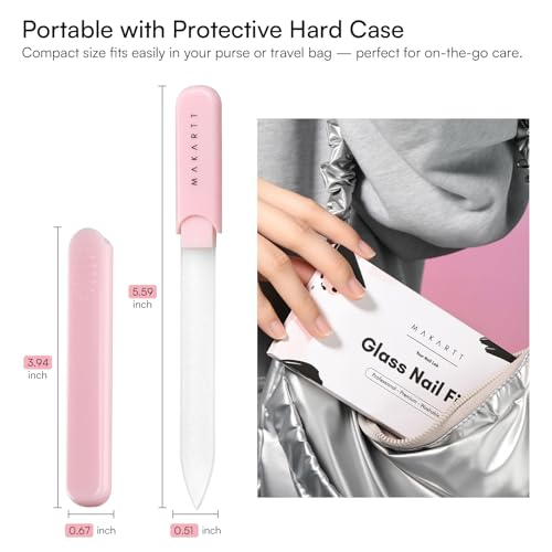 Makartt Glass Nail File for Natural Nails: Reusable Nail Care Tool, 3pcs | Fast Shaping & Gentle Smoothing, Double-Sided Sandblasted Surface, Washable, Portable Lightweight Manicure Gift with Case - color: 3pcs Pink Green Blue glass nail file