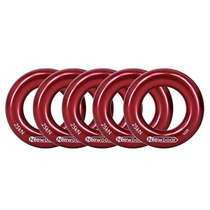 NewDoar Rappel Ring 25kN Gold Large O-Ring Rope Connector for Rock Climbing Arborist Rescue Hammock and Slackline - color: Red Small-5pcs