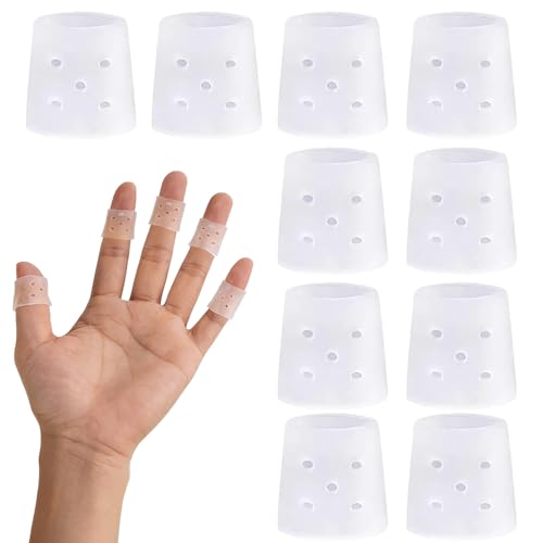 Silicone Finger Callus Protectors, Anti-Skin Picking Prevention Finger Cot Covers, Finger Caps for Dermatillomania & Cuticle, Reusable for Writing Sports & DIY Activites,10 Pcs | stop nail biting