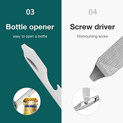 MR.GREEN Multifunctional Nail Clippers Stainless Steel Six Functions Nail Cutter Nail Files Small Knife Scissors (Large) - size: Large