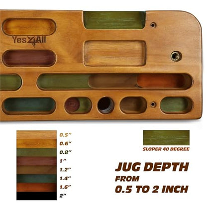 Yes4All Wooden Hang Board/Climbing Board for Doorway - Hand Strengthener Equipment for Training Finger, Grip and Pull Up - color: B. Natural - Upgraded