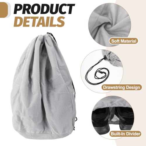 6 Pcs Shoe Bags for Travel Packing, Large Dustproof Shoe Covers With Interior Divider Drawstring for Handbags Sneaker, Washable Soft Flannel Storage Pouch for Traveling Suitcase Gym Closet Organizer