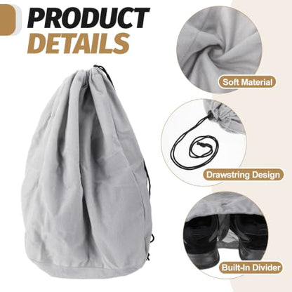 6 Pcs Shoe Bags for Travel Packing, Large Dustproof Shoe Covers With Interior Divider Drawstring for Handbags Sneaker, Washable Soft Flannel Storage Pouch for Traveling Suitcase Gym Closet Organizer
