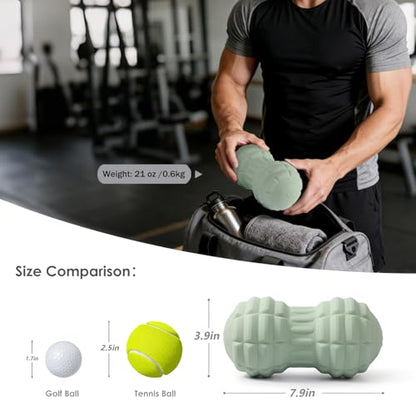 Silicone Vibrating Peanut Massage Ball Roller, Water Resistant Electric Double Lacrosse Massage Ball with 4 Intensities for Muscle Tightness, Deep Tissue Massager for Foot, Back, Hip (Green) - color: Green