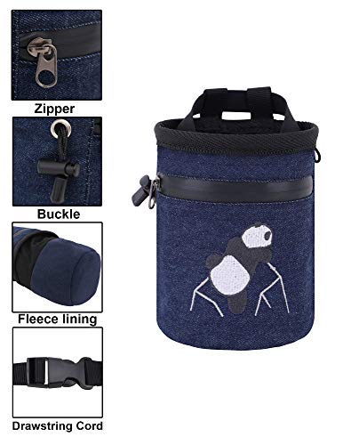 AMC Rock Climbing Panda Design Chalk Bag with Adjustable Belt - color: 7558_Denim Blue