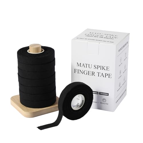 Jiu Jitsu Tape - Strong Athletic Finger Tape, 1/2" x 32.8' - Protect Fingers and Toes in MMA, Judo, Wrestling, Martial Arts, Rock Climbing with Wooden Holder | 8 Rolls - color: B: Black