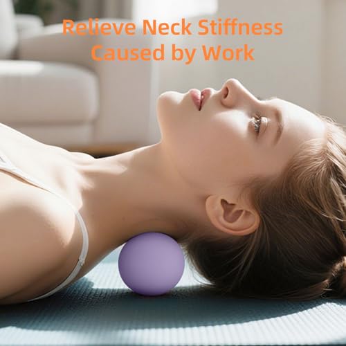 Massage Lacrosse Balls for Myofascial Release, Trigger Point Therapy | Foot Massage Ball to Relieve Plantar Fasciitis, Muscle Soreness - color: Purple