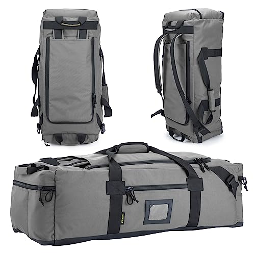 86l Large Duffel Bag For Travel, Gym & Sports - Water Repellent Polyester, Hidden Straps, Shoe Compartment - Perfect Luggage Duffle Bag Or Backpack For Men & Women - color: Grey, size: M