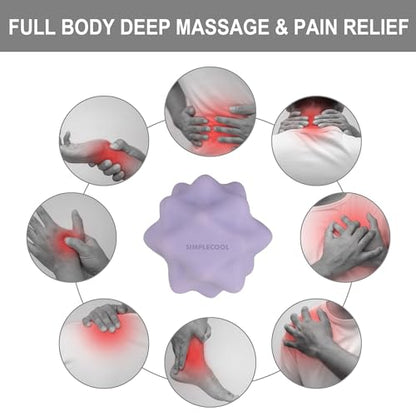 Small Spiky Massage Ball Trigger Point Massage Tool 2.2"×2.1" Purple | Solid Bumpy Massager for Deep Tissue Myofascial Release Hand Foot Plantar Fasciitis Pain Relief Knots Acupoint Yoga Fitness - color: Purple