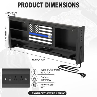 Police Gear Rack with Built-in Power Strip, Tactical Gear Organizer Stand for Duty Belt, Police Vest, Body Armor, Plate Carrier, Helmet Storage, Heavy Duty Gear Rack - size: Wall Mounted w/Combination Lock