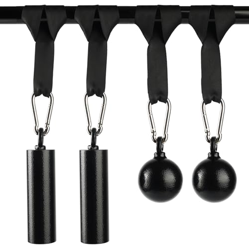 Non-Slip Iron Pull Up Grips and Cannonball Handles,3-Length Straps & Carabiners, Grip Strength Trainer for Pull-Up Bar, Dead Hangs, Forearm & Hand Training, Home Gym Gear - size: 48mm+70mm