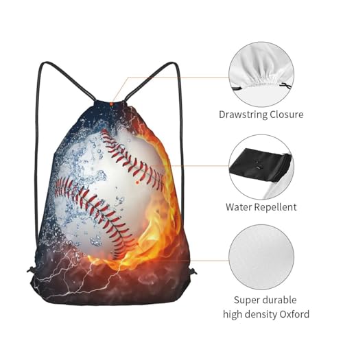 Baseball Drawstring Backpack String Bag Gym Sackpack Lightweight Waterproof Sport Bag for Women Men - color: Baseball