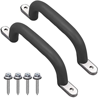 Dolibest Set of 2 Non-Slip Solid Playground Safety Handles, Swing Set Kids Safety Hand Grips for Playset, Climbing Frame, Play House, Indoor Monkey Bars & Treehouse Accessories, Black, 10" - color: Black 2pcs