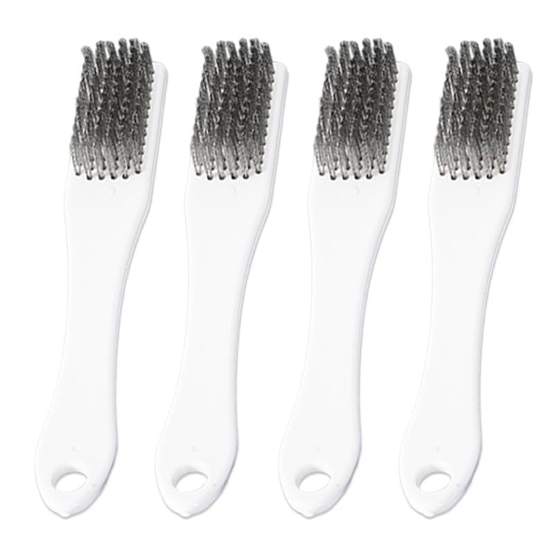 4 Pack Bowling Shoe Brushes - Stainless Steel Wire Cleaning Scrubber for Shoes Sliders Golf Cleats and Boots - Durable Brush Cleaner Kit for Mud and Dirt (White)