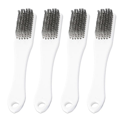 4 Pack Bowling Shoe Brushes - Stainless Steel Wire Cleaning Scrubber for Shoes Sliders Golf Cleats and Boots - Durable Brush Cleaner Kit for Mud and Dirt (White)