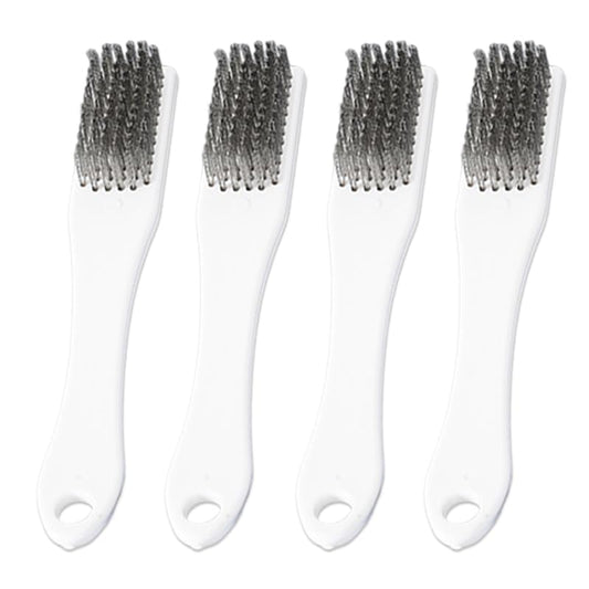 4 Pack Bowling Shoe Brushes - Stainless Steel Wire Cleaning Scrubber for Shoes Sliders Golf Cleats and Boots - Durable Brush Cleaner Kit for Mud and Dirt (White)