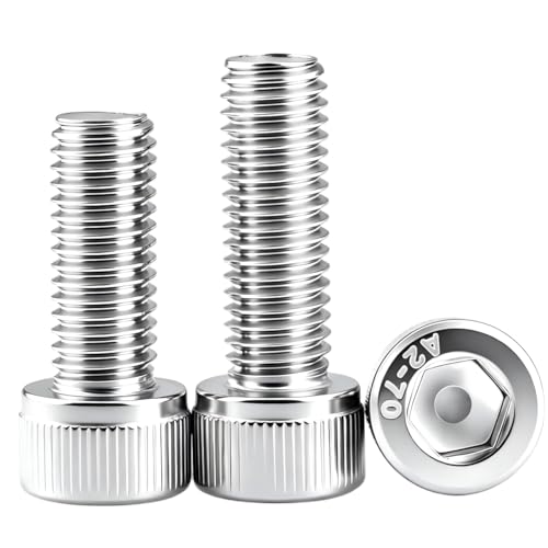 M6-1x45mm Socket Head Cap Screws,6Pcs M6x45 Bolts 304 Stainless Steel, Hex Allen Drive, Full Thread, Bright Finish, - size: M6-1x45mm(6Pcs)