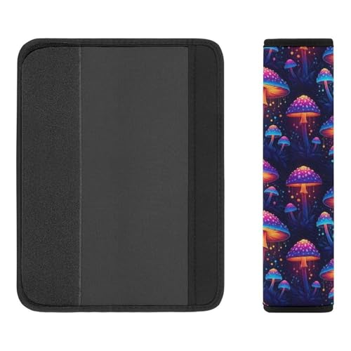 2 Pack Black Neon Mushroom Car Seat Straps Shoulder Pads Breathable Shoulder Protector for Elderly Support, Most Cars, Pressure Relief - color: Pattern 1144