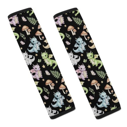 2 Pack Moon Mushroom Leaf Dragon Seat Belt Shoulder Pad Universal Fit Harness Pads Strap for Kids, Car Seats Pushchair Strollers High Chair Pushchair, Shock Absorption - color: Pattern 1140