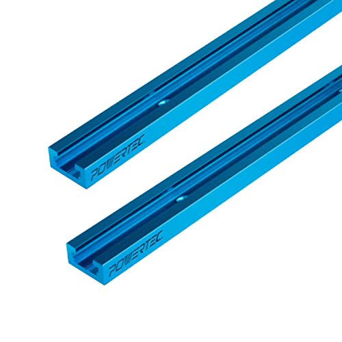 POWERTEC 71158 48 Inch Double-Cut Profile Universal T-Track with Predrilled Mounting Holes, T Track for Woodworking Jigs and Fixtures, Drill Press Table, Router Table, Workbench, 2 Count, Pack of 1 - size: 48" T track, 2PK