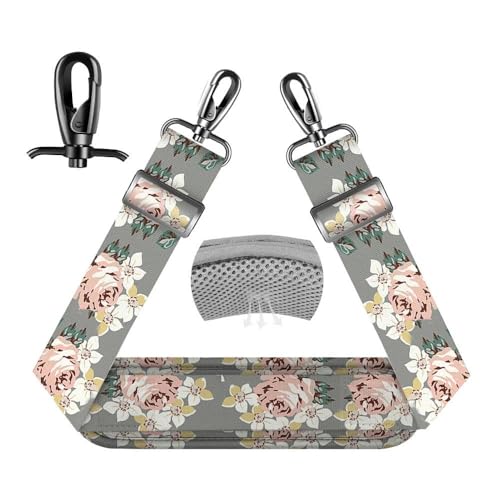 ZINZ 75" Shoulder Strap with Fixed Pad and Dual Balanced Buckles，Gray Flowers - color: Gray Flowers