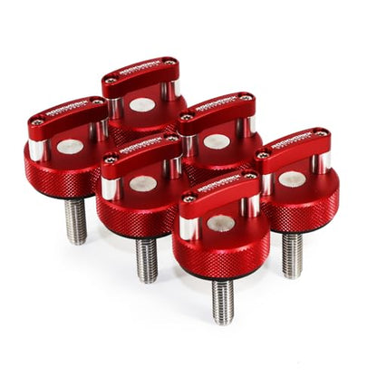 ROCKWORKX Billet Aluminum JKU Hard Top Quick Removal Fastener Thumb Screw, Integrated D Ring - color: Red