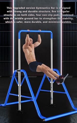 Gymnastics Horizontal Bar Expandable Gymnastic Bar Folding for Home, Adjustable Height Practice Bar Junior Training Bar for Kids and Adult Support to 440lbs