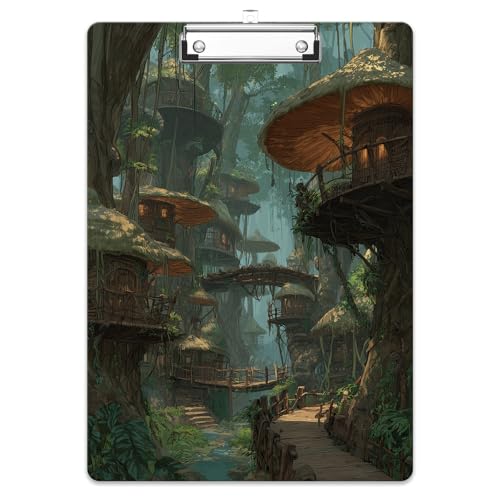 Rimilak Wood Clipboard, 8.5x11 Hardboard Clip Board, Jungle Cabin | Fun Design, Cute Custom Pattern, 9 x 12.5 in Letter Size for Classroom, Teachers, Kid, Woman, School & Office Supply - color: Jungle Cabin