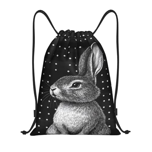 Drawstring Sports Backpacks - Lightweight Swim Gym Bags for Women Men String Sackpack for Beach Travel Yoga(Medium, Bunny Polka Dot) - color: Bunny Polka Dot, size: Medium