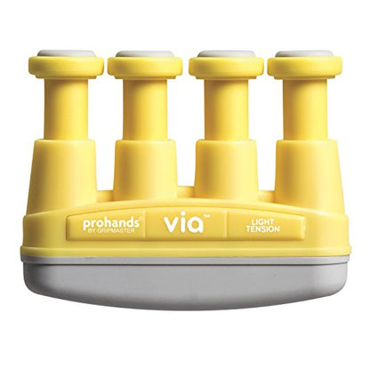 Prohands VIA Hand Exerciser, Finger Exerciser (Hand Grip Strengthener), Spring-Loaded, Finger-Piston System, Isolate and Exercise Each Finger, (4 lb Light Tension, Yellow-Via Music) - color: Yellow