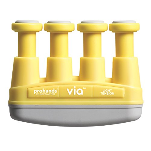 Prohands VIA Hand Exerciser, Finger Exerciser (Hand Grip Strengthener), Spring-Loaded, Finger-Piston System, Isolate and Exercise Each Finger, (4 lb Light Tension, Yellow-Via Music) - color: Yellow