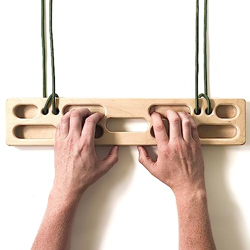McEtt Portable Rock Climbing Hangboard – Indoor Outdoor Climbing Training Hang Board - Finger Grip Strengthener Trainer with Edges and Pockets - Includes Finger File