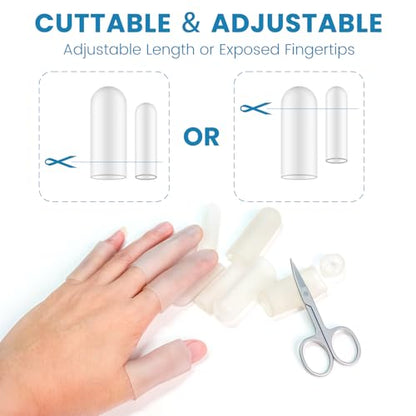 20Pcs Gel Finger Cots, Large Silicone Finger Protectors Sleeves, Fingertip Cover Caps to Heal Cracked, Eczema, Peeling, Hangnails, Corn, Calluses - size: Large and Small